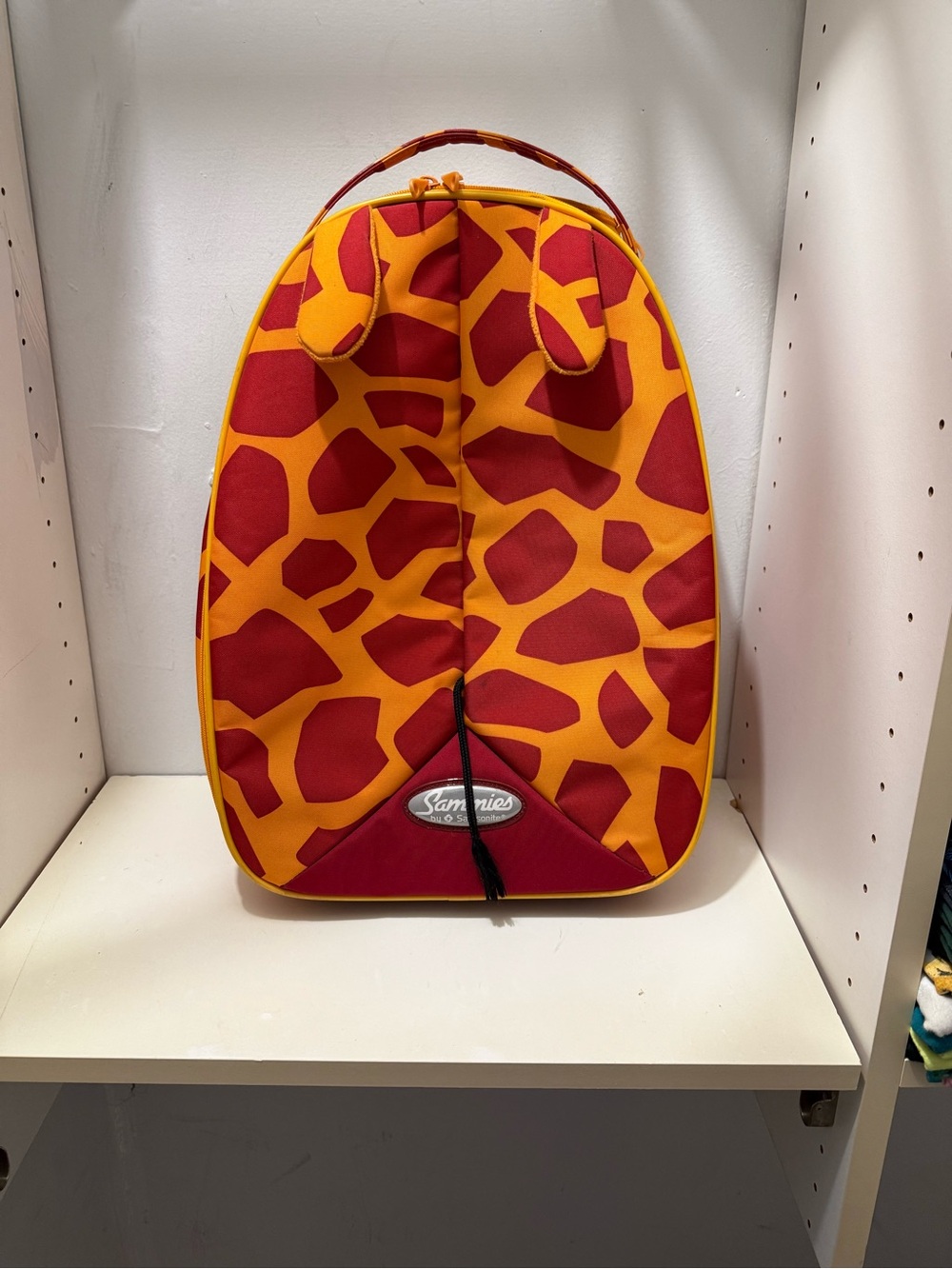 Kids Giraffe Print Backpack - Orange & Red